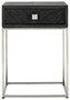 Casa Padrino Luxus Beistelltisch Schwarz / Silber 50 x 40 x H. 71 cm - Massivholz Nachttisch mit Schublade und Edelstahl Gestell - Luxus Schlafzimmer M�bel