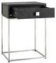 Casa Padrino Luxus Beistelltisch Schwarz / Silber 50 x 40 x H. 71 cm - Massivholz Nachttisch mit Schublade und Edelstahl Gestell - Luxus Schlafzimmer M�bel