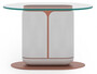 Casa Padrino Luxus Beistelltisch Wei� / Kupfer 60 x 40 x H. 40 cm - Ovaler Tisch mit Glasplatte - Wohnzimmer M�bel - Hotel M�bel - Luxus M�bel