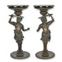 Casa Padrino Luxus Beistelltisch Set Krieger Bronze / Schwarz  31 x H. 76,5 cm - Runde Bronze Beistelltische mit Marmorplatte - Luxus M�bel 