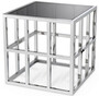 Casa Padrino Luxus Beistelltisch in W�rfelform Silber / Grau 45 x 45 x H. 45 cm - Edelstahl Tisch mit Glasplatte - Wohnzimmer M�bel - Luxus Kollektion 
