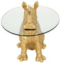 Casa Padrino Luxus Beistelltisch Nashorn Gold  65 x H. 55 cm - Runder Kunstharz Tisch mit Glasplatte - Wohnzimmer M�bel - Luxus M�bel - Luxus Einrichtung - Wohnzimmer Einrichtung