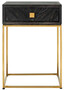 Casa Padrino Luxus Beistelltisch Schwarz / Gold 50 x 40 x H. 71 cm - Massivholz Nachttisch mit Schublade und Edelstahl Gestell - Luxus Schlafzimmer M�bel