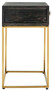 Casa Padrino Luxus Beistelltisch Schwarz / Gold 50 x 40 x H. 71 cm - Massivholz Nachttisch mit Schublade und Edelstahl Gestell - Luxus Schlafzimmer M�bel