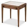 Casa Padrino Luxus Mahagoni Beistelltisch mit Marmorplatte und Schublade Braun / Beige