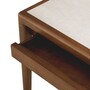 Casa Padrino Luxus Mahagoni Beistelltisch mit Marmorplatte und Schublade Braun / Beige