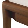 Casa Padrino Luxus Mahagoni Beistelltisch mit Marmorplatte und Schublade Braun / Beige