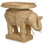 Casa Padrino Luxus Rattan Beistelltisch Elefant Naturfarben 65 x 40 x H. 57 cm 
