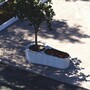 Casa Padrino Luxus Beton Gartenbank mit Blumentopf Wei� / Dunkelbraun 145 cm