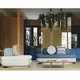 Casa Padrino Luxus Beton Sofa Wei� / Blau 188 cm - Outdoor Garten Sofa