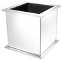 Casa Padrino Luxus Blumentopf Silber 50 x 50 x H. 49 cm - Edelstahl Pflanzentopf mit Spiegelglas