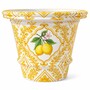 Casa Padrino Luxus Blumentopf Wei� / Gelb / Bunt  80 x H. 63 cm - Garten Deko