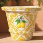Casa Padrino Luxus Blumentopf Wei� / Gelb / Bunt  80 x H. 63 cm - Garten Deko