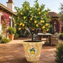 Casa Padrino Luxus Blumentopf Wei� / Gelb / Bunt  80 x H. 63 cm - Garten Deko