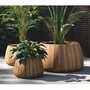 Casa Padrino Luxus Teakholz Blumentopf Naturfarben  90 cm - Runder Pflanzentopf - Garten Deko Accessoires - Terrassen Deko