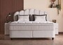 Casa Padrino Luxus Boxspringbett mit Kopfteil in Muschelform Creme 140 x 200 cm - Luxus Schlafzimmer M�bel 