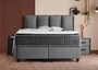 Casa Padrino Luxus Boxspringbett mit Kopfteil in Paneeloptik Grau 180 x 200 cm - Luxus Schlafzimmer M�bel 