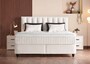 Casa Padrino Luxus Boxspringbett mit Kopfteil in Streifenoptik Creme 90 x 200 cm - Luxus Schlafzimmer M�bel 