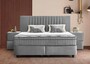 Casa Padrino Luxus Boxspringbett mit Kopfteil in Streifenoptik Grau 140 x 200 cm - Luxus Schlafzimmer M�bel 