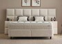 Casa Padrino Luxus Boxspringbett mit Wandkopfteil in Feldoptik Beige 180 x 200 cm - Luxus Schlafzimmer M�bel 