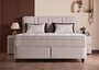 Casa Padrino Luxus Boxspringbett mit gerahmtem Kopfteil Creme 90 x 200 cm - Luxus Schlafzimmer M�bel 