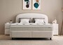 Casa Padrino Luxus Boxspringbett mit geschwungenem Kopfteil Creme 160 x 200 cm - Luxus Schlafzimmer M�bel 
