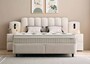 Casa Padrino Luxus Boxspringbett mit gewelltem Kopfteil und Leseleuchten Creme 160 x 200 cm - Luxus Schlafzimmer M�bel 