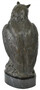 Casa Padrino Luxus Bronze Deko Figur Eule Antik Bronze / Schwarz 18 x 18 x H. 38 cm - Bronze Deko Skulptur mit Marmorsockel - Schreibtisch Deko - Deko Accessoires - Luxus Accessoires
