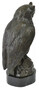 Casa Padrino Luxus Bronze Deko Figur Eule Antik Bronze / Schwarz 18 x 18 x H. 38 cm - Bronze Deko Skulptur mit Marmorsockel - Schreibtisch Deko - Deko Accessoires - Luxus Accessoires