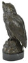 Casa Padrino Luxus Bronze Deko Figur Eule Antik Bronze / Schwarz 18 x 18 x H. 38 cm - Bronze Deko Skulptur mit Marmorsockel - Schreibtisch Deko - Deko Accessoires - Luxus Accessoires