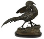 Casa Padrino Luxus Bronze Deko Skulptur Fasan Bronze / Schwarz 69 x 20 x H. 53 cm - Bronze Figur mit Marmorsockel - Deko Figur - Schreibtisch Deko - Deko Accessoires