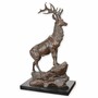 Casa Padrino Luxus Bronze Deko Skulptur Hirsch auf Felsen linke Seite Braun / Schwarz H. 68,5 cm 