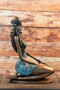 Casa Padrino Luxus Bronze Deko Skulptur Jungfrau Bronzefarben / Mintgr�n 32 x 16 x H. 40 cm - Deko Figur - Wohnzimmer Deko - Schreibtisch Deko - Luxus Kollektion