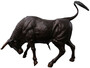 Casa Padrino Luxus Bronze Deko Skulptur Stier 230 x 58 x H. 142 cm - Riesiege Bronze Skulptur - Lebensgro�e Tierfigur - XXL Bronze Stier Figur - XXL Garten Skulptur - Luxus Garten Deko