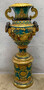 Casa Padrino Luxus Barock Bronze Vase Mehrfarbig / Gold 53 x 43 x H. 127 cm - Prunkvolle Vase mit Sockel - Barock Deko Accessoires