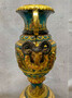 Casa Padrino Luxus Barock Bronze Vase Mehrfarbig / Gold 53 x 43 x H. 127 cm - Prunkvolle Vase mit Sockel - Barock Deko Accessoires