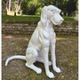 Casa Padrino Deko Bronze Skulptur Hund Wei� H. 70 cm - Garten Deko