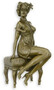 Casa Padrino Luxus Barock Bronze Figur Frau mit Hocker 12,4 x 10,7 x H. 24,5 cm - Bronze Skulptur - Dekofigur - Barock Deko Accessoires 