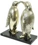 Casa Padrino Luxus Bronze Skulptur Pinguin Paar Silber / Schwarz 39 x 18 x H. 42 cm - Versilberte Bronzefiguren mit Marmorsockel 