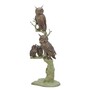Casa Padrino Luxus Bronze Skulptur Eulen mit Jungtieren auf Baum Bronze / Gr�n 67 x H. 172 cm - Gro�e Bronzefigur - Deko Figur 