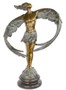 Casa Padrino Luxus Bronze Skulptur Mann mit Fl�geln Bronze / Grau / Schwarz 52 x 24,1 x H. 77,6 cm - Bronzefigur mit Marmor Sockel 