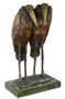 Casa Padrino Luxus Bronze Skulptur Marabu St�rche Bronze / Gold / Gr�n 21,7 x 17,2 x H. 36,2 cm - Bronzefigur mit Marmorsockel - Dekofigur 