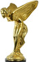 Casa Padrino Luxus Bronze Skulptur Spirit of Ecstasy Frau mit Fl�geln Gold / Schwarz 53 x 71 x H. 114 cm - Edle Bronzefigur mit Marmorsockel - Luxus Deko Accessoires