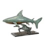 Casa Padrino Luxus Bronze Skulptur Hai auf Marmorsockel Gr�n / Schwarz 39,5 x 113 x H. 61 cm - Gro�e Bronzefigur - Deko Figur 