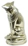 Casa Padrino Luxus Bronze Skulptur �gyptische Katze Silber 23 x 16 x H. 47 cm - Versilberte Bronzefigur - Dekofigur - Wohnzimmer Deko 