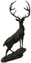 Casa Padrino Luxus Bronze Skulptur Hirsch auf Felsen Bronze / Schwarz 80 x 60 x H. 160 cm - Bronzefigur - Tierfigur - Hotel & Restaurant Deko Accessoires