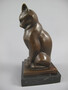 Casa Padrino Luxus Art Deco Bronze Skulptur Katze auf Marmorsockel H17 cm Antik Stil