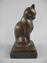 Casa Padrino Luxus Art Deco Bronze Skulptur Katze auf Marmorsockel H17 cm Antik Stil