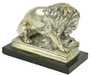Casa Padrino Luxus Bronzefigur mit Marmorsockel L�we mit Beute Silber / Schwarz 26 x 10 x H. 20 cm - Versilberte Bronze Skulptur
