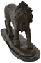 Casa Padrino Luxus Bronze Skulptur L�we Bronzefarben / Schwarz 49 x 16 x H. 31 cm - Bronzefigur mit Marmorsockel - Dekofigur - Deko Accessoires - Luxus Kollektion